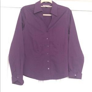 NWOT: Purple button down v-neck blouse